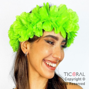 VINCHA TIARA HAWAIANA GRANDE FLUO VERDE x 1